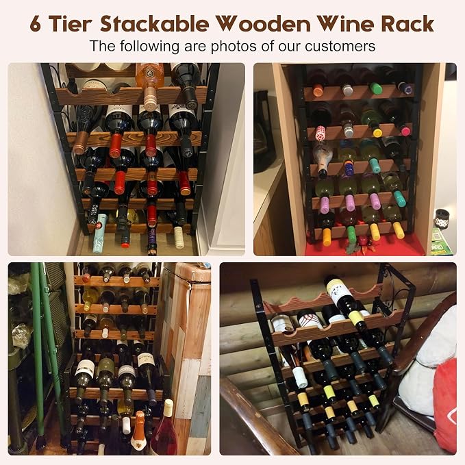 X-cosrack Wine Racks Free Standing Floor, 6-Tier 24 Bottles Wine Rack - Image 2
