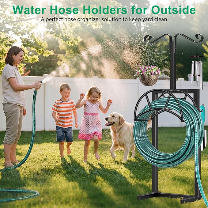 TomCare Garden Hose Holder 4 Spikes Garden Hose Reel Hose Stand Upgraded Water - Image 5