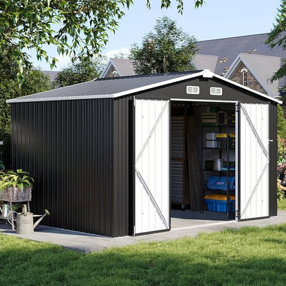 Aoxun 9.4x7.3x6.5 FT Outdoor Storage Shed, Garbage Can, Outdoor Metal Shed by Aoxun