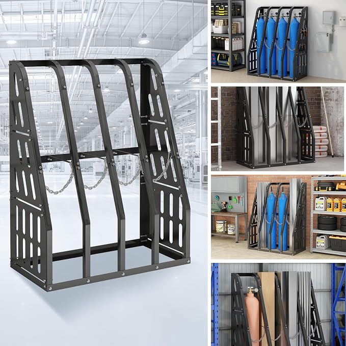 Vertical Long Parts Storage Rack, 500 lb Capacity, 4-Bay Black Steel Bar/Lumber - Image 7