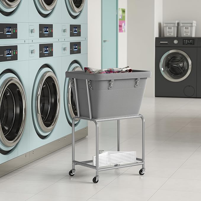 ELYKEN Laundry Cart with Wheels, Rolling Laundry Hamper with Removable Bag and - Image 9