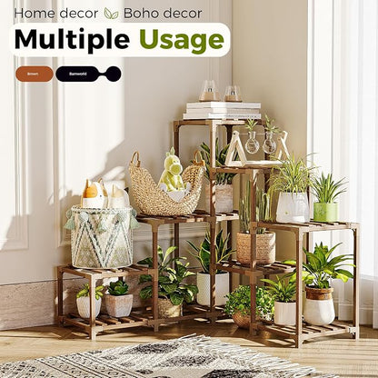 Bamworld Plant Stand Indoor Corner Plant Shelf Outdoor - Image 3