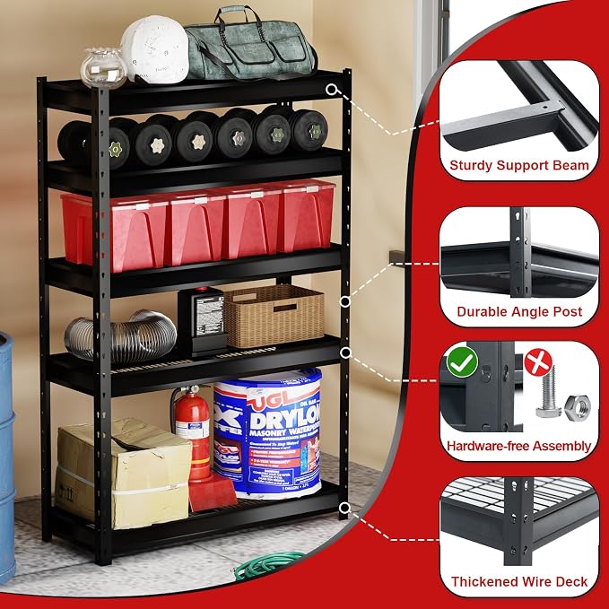 The Atlas 48" W Heavy Duty Garage Shelving Load 10000lbs, 5 Tier Metal Storage - Image 5