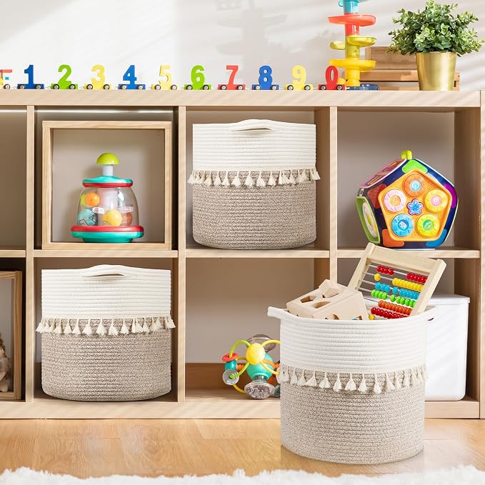 danpinera Storage Baskets, 3 Pack Soft Round Storage Bins - Image 4