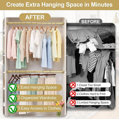 Adjustable Closet Rod for Hanging Clothes, 17-84inch Heavy Duty Metal tension - Image 2