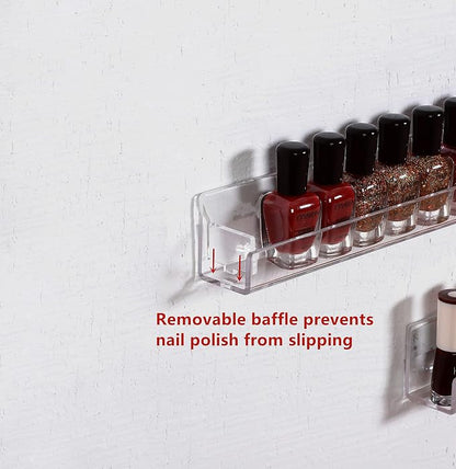 LikeU Nail Polish Rack Wall Mounted Shelf 2 Pack, 2 Tiers Floating Polish - Image 4