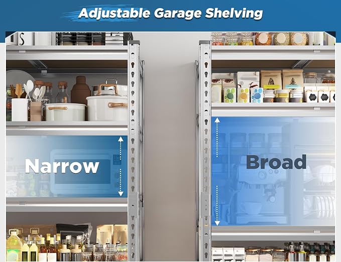 REIBII Garage Shelving, 5 Tier Storage Shelves Load 3020LBS, Adjustable Garage - Image 6
