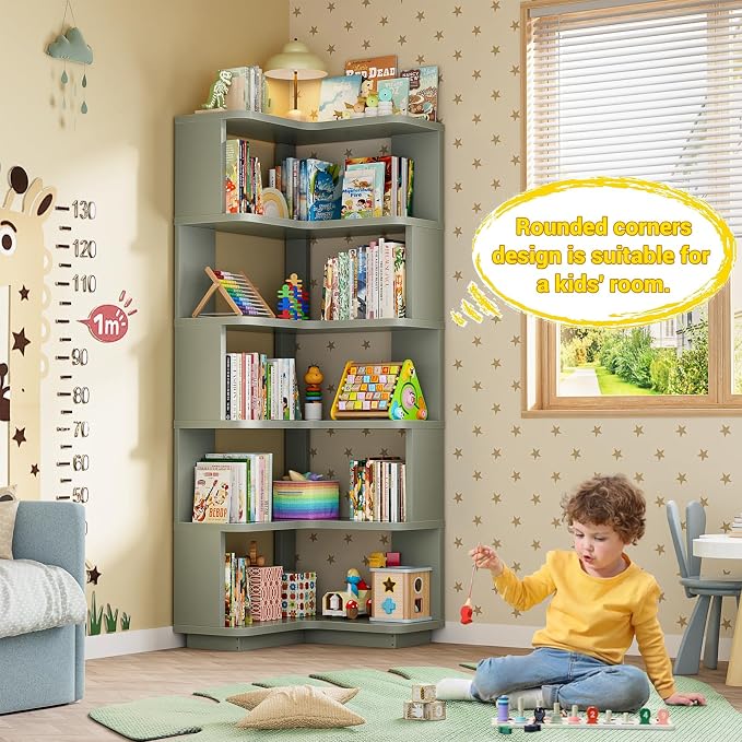 Armocity Corner Book Shelf, 6-Shelf L Shaped Corner Bookshelf - Image 6
