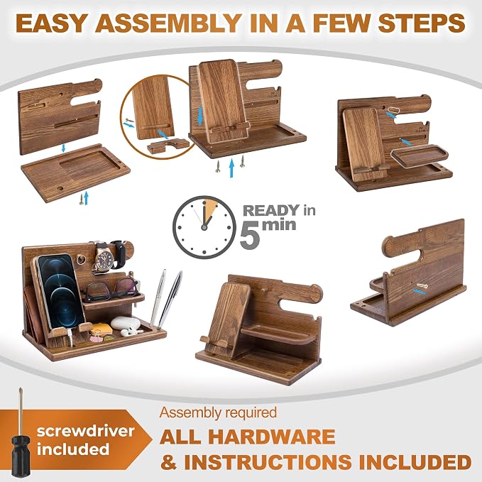 TESLYAR Wood Phone Docking Station - Image 8