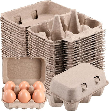 Half Dozen Egg Cartons 200 Pack, Blank Natural Pulp Box 6 Count by LayHyand