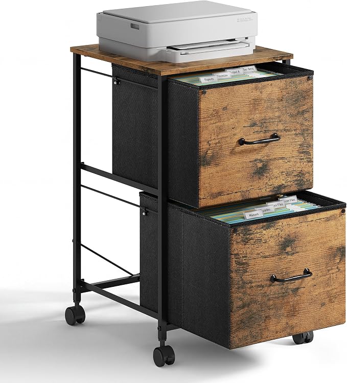 DEVAISE 2 Drawer Mobile File Cabinet, Rolling Printer Stand | Fabric Vertical by DEVAISE