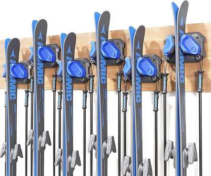 Ski & Snowboard Wall Rack for Garage Wall Fits Any Ski/board, Ski Wall Mount by SkifavsSkiWallMount