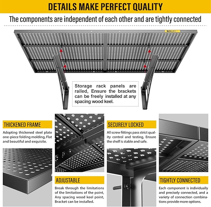 4Pack 2x3ft Adjustable Metal Garage Wall Shelving Heavy Duty Garage Storage - Image 5