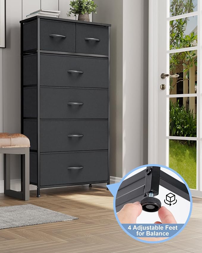 Tall Dresser for Bedroom, 6 Drawers Vertical Fabric Dresser | Sturdy Steel Frame - Image 7