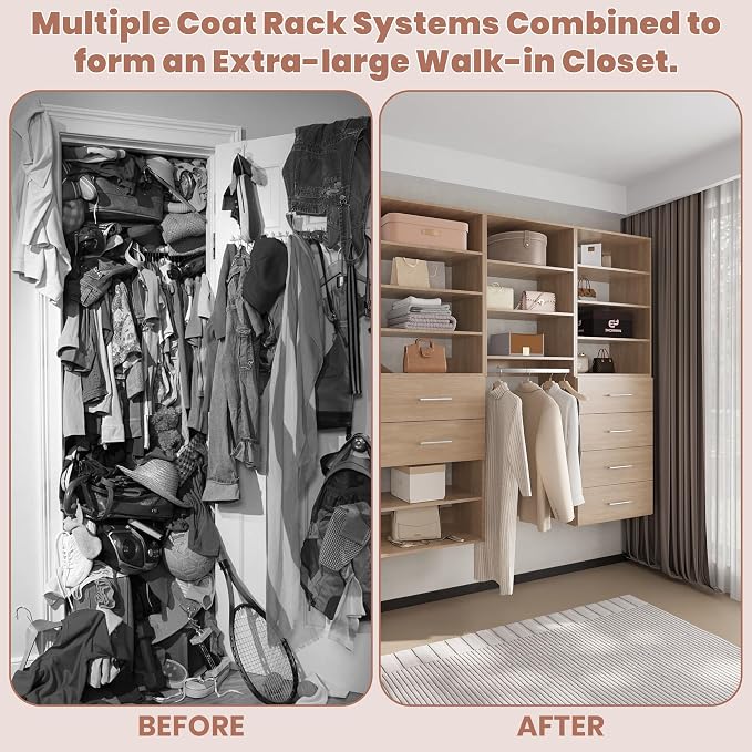 Short Tower Closet Mounted Storage Unit, Modular Closet System, Wood Closet - Image 7