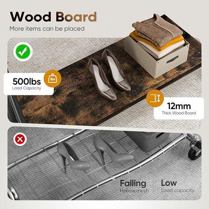 HOKEEPER Clothes Rack with Wood Shelves Height Adjustable Clothing Rack with - Image 7