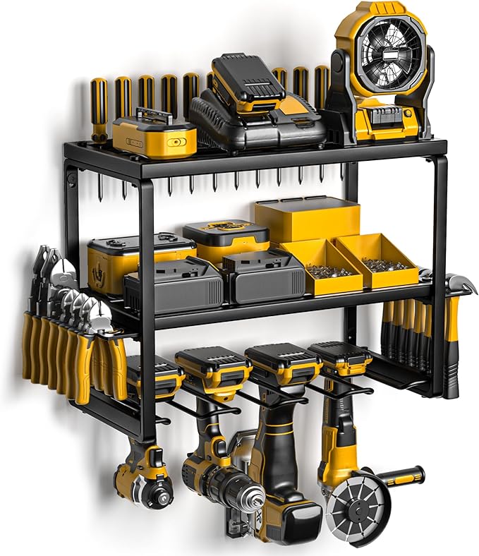 Spampur Power Tool Organizer, 3 Layers 4 Drill Holder Wall Mount | Garage by Spampur
