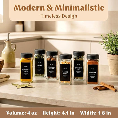 EDELHAUS Glass Spice Jars with Labels Spice Containers with 240 Labels - Image 2