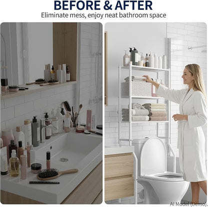 GloTika 3-Tier Over Toilet Storage Rack, Metal Over Toilet Bathroom Organizer - Image 7