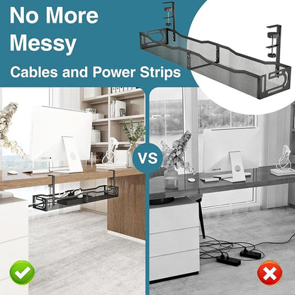 No Drill Under Desk Cable Management Tray, SONATURE 25.3" Cord Organizer - Image 6