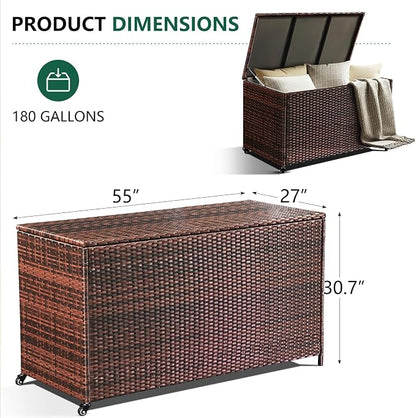 AVAWING 180 Gallon Wicker Deck Box - Image 4