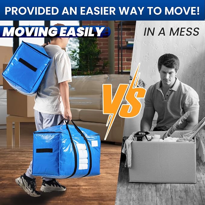 TAILI Extra Large Moving Bags, 10 Pack Blue Heavy Duty Totes - Image 7