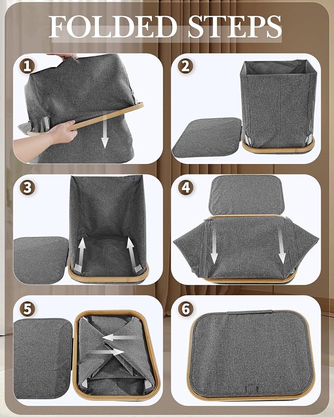 Laundry Hamper with Wheels, 75L Large Clothes Hamper with Removable Inner Bag - Image 8
