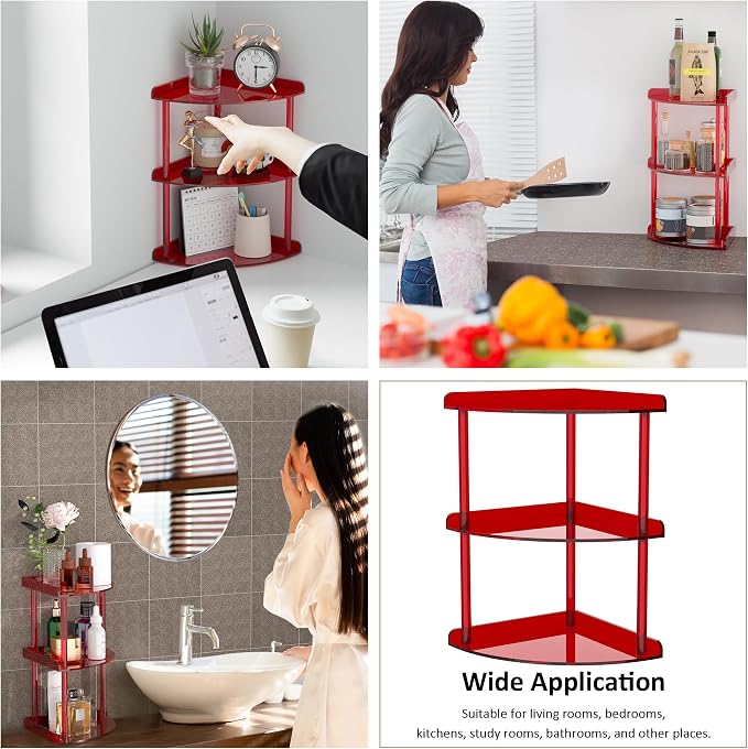 3 Tier Acrylic Corner Shelf Organizer Storage 9.5x9.5x15.7 Inch, Study Room - Image 6