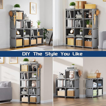 Mavivegue Book Shelf, 12 Cube Storage Organizer, DIY Bookcase, Metal Cube - Image 4