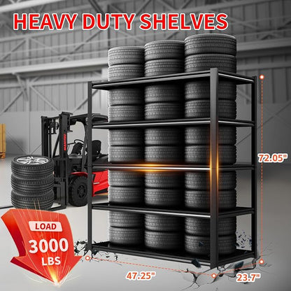 47.2" W x 23.7" D Garage Shelving Heavy Duty Storage Racks 3000LBS Adjustable - Image 2