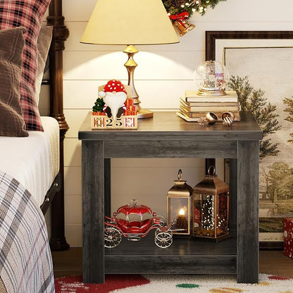 Homieasy End Table, 20 Inch Square End Table, Farmhouse Wood Side Table - Image 4