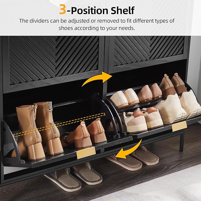 Shoe Cabinet with 4 Flip Drawers, Narrow Entryway Rack, Freestanding, - Image 6
