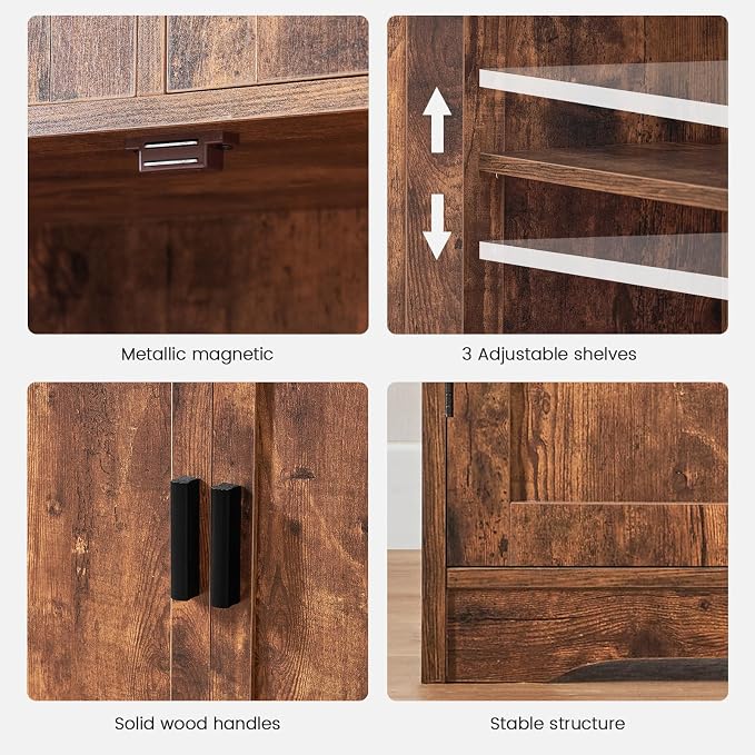 Iwell Storage Cabinet with 2 Drawers & Adjustable Shelves, Floor Cabinet - Image 8