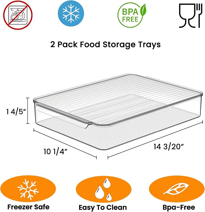 vacane Stackable Freezer Organizer, Flat Produce Saver Sliced Cheese Container - Image 5