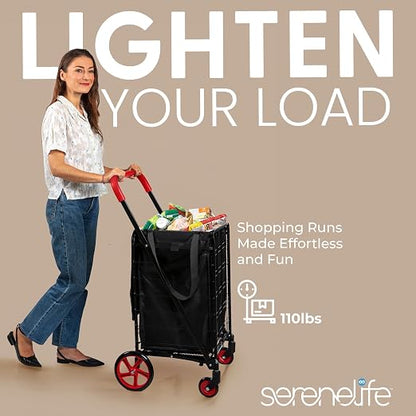 SereneLife Large Folding Utility Shopping Cart - Image 7