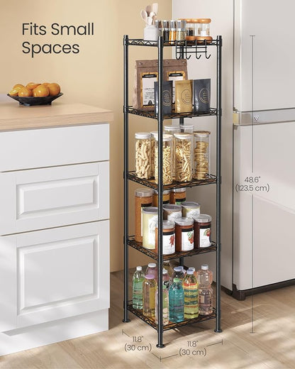 SONGMICS Storage Shelf, Bathroom Storage Rack, 5 Tier, Ink Black | Small space - Image 4