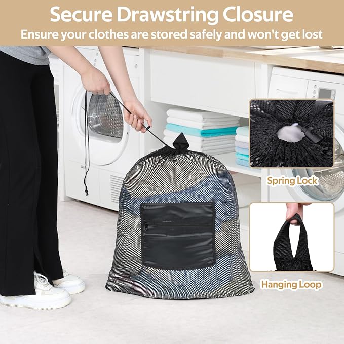 OTraki Laundry Bag Backpack 24x27 Inch Heavy Duty Mesh Laundry Bag Travel - Image 5