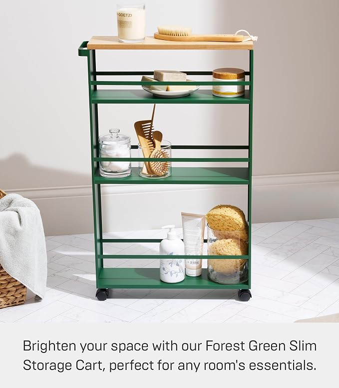 YAMAZAKI Home Slim Rolling Storage Cart – Narrow Kitchen Storage Cabinet - Image 3