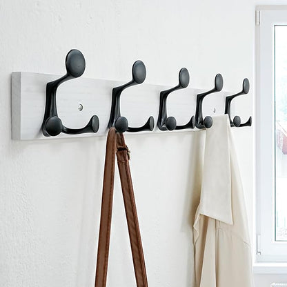 SKOLOO 24-Inch White Wood Coat Rack Wall Mount - Image 3