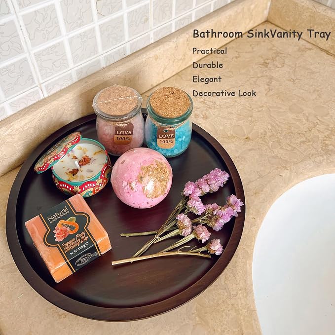 Wood Vanity Tray, Bathroom Counter Solid Walnut Organizer, Toilet Tank Top - Image 5