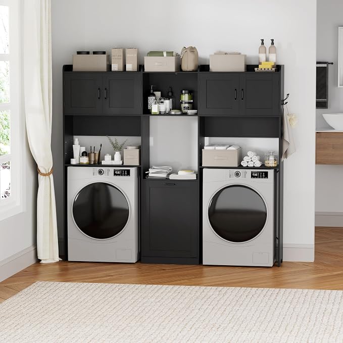 Over The Washer and Dryer Storage Cabinet, Laundry Room Organizer Standing Shelf - Image 9