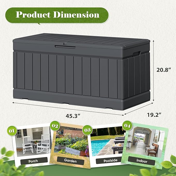 Flamaker Outdoor Storage Box 80 Gallon Resin Waterproof Deck Box Delivery Box - Image 4