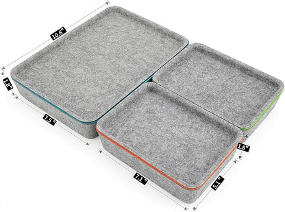 Welaxy Stackable Lidded Felt Desk Organizer Tray Multi-Color 3-Pack Makeup - Image 6