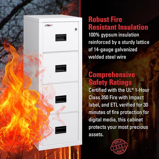 FireKing Turtle Vertical 4 Drawer Legal and Letter Fire Safe File Cabinet - Image 3