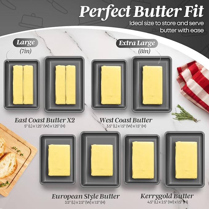 Flexzion Ceramic Gray European Butter Dish - Image 4