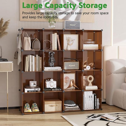 C&AHOME 16-Cube Storage Organizer, Plastic Shelves Units, DIY Closet Organizer - Image 2