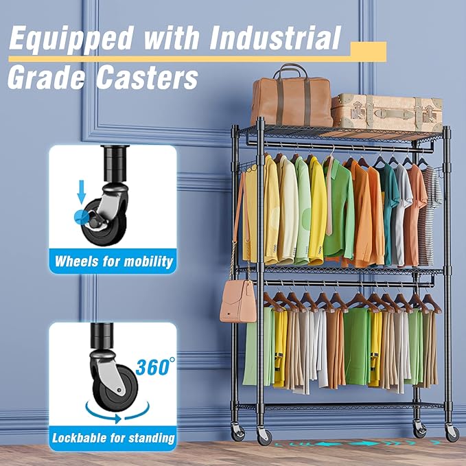Homdox Rolling Garment Rack - Image 6