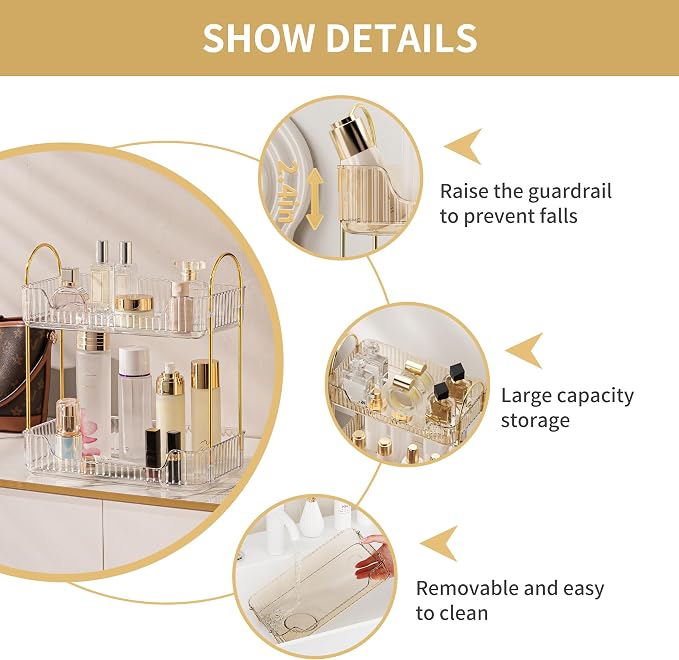YCIA&DONE Bathroom Organizer Countertop, Makeup Storage, Skincare Cosmetic Tray - Image 3