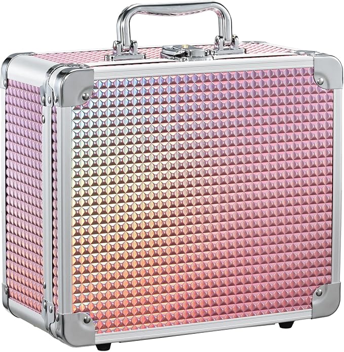Makeup Case with Magnetic Lighted Mirror Makeup Organizer Box Travel Cosmetic by Faquenc