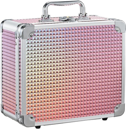 Makeup Case with Magnetic Lighted Mirror Makeup Organizer Box Travel Cosmetic by Faquenc